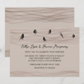 Bruiloft Zwart Roos Blush Delicate Lines Vogels Kaart (Voorkant / Achterkant)