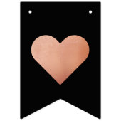 Bruiloft Zwart Roos Goud Hart Mr. & Mrs Achternaam Vlaggetjes (Eerste vlag)