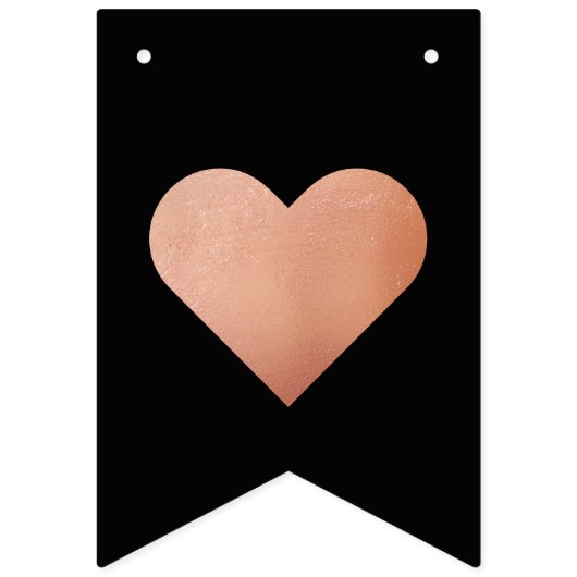 Bruiloft Zwart Roos Goud Hart Mr. & Mrs Achternaam Vlaggetjes (Eerste vlag)