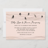 Bruiloft Zwart Roos Poeder Delicate Lines Vogels Kaart (Voorkant)