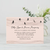 Bruiloft Zwart Roos Poeder Delicate Lines Vogels Kaart (Staand voorkant)