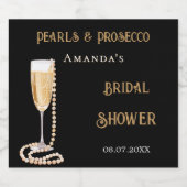 Bruiloft zwart roze parels prosecco sparkling wijnetiket (Enkel label)