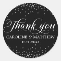 Bruiloft Zwart Sprinkle Sparkle Zilver DANK U