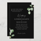 Bruiloft Zwart & Wit Beide ouders Eucalyptus Kaart (Voorkant / Achterkant)