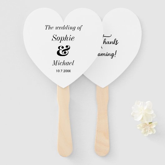 Bruiloft Zwart Wit Ceremonie Fans Handwaaier (Voorkant en achterkant)