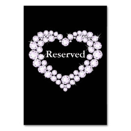 Bruiloft zwart & wit diamant hart tafel gereservee kaart