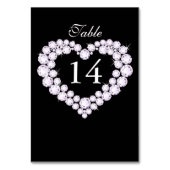 Bruiloft zwart & wit diamant hart tafel nummers kaart (Voorkant)
