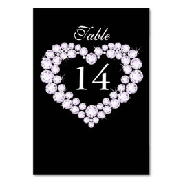 Bruiloft zwart & wit diamant hart tafel nummers kaart
