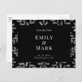 Bruiloft Zwart & Wit Elegant Save the Date Briefkaart (Voorkant / Achterkant)
