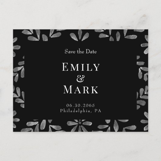 Bruiloft Zwart & Wit Elegant Save the Date Briefkaart (Voorkant)