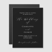 Bruiloft zwart wit formele moderne luxe magnetische uitnodiging (Voorkant / Achterkant)