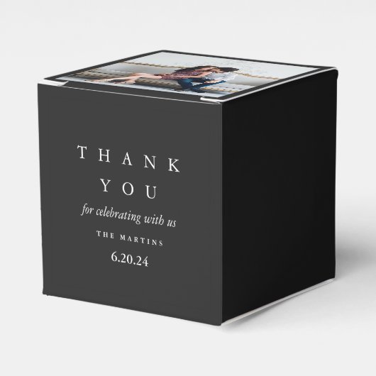 Bruiloft zwart wit gepersonaliseerde foto dank u bedankdoosjes (Voorkant Zijde)