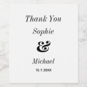 Bruiloft Zwart Wit Klassiek Wijn Etiket (Enkel label)