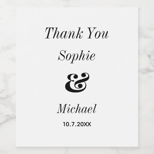 Bruiloft Zwart Wit Klassiek Wijn Etiket (Enkel label)