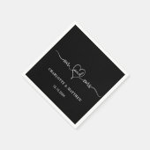 Bruiloft zwart wit mr mrs hart script eenvoudig servet (Hoek)