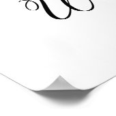 Bruiloft zwart wit script modern welkom poster (Hoek)