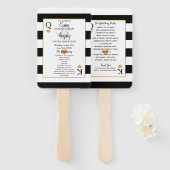 Bruiloft Zwart & Wit Strepen | Gold Heart-programm Handwaaier (Voorkant en achterkant)