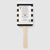 Bruiloft Zwart & Wit Strepen | Gold Heart-programm Handwaaier (Achterkant)