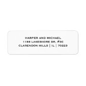 Bruiloft zwart wit tekst gebaseerd retour adres etiket (Voorkant)