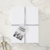 bruiloft | Zwarte Tekst op Wit met Foto Cadeaulabel (Met Touw)