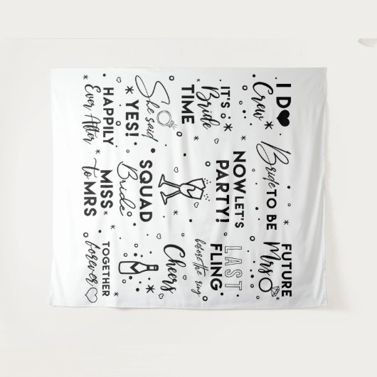 Bruiloft zwartetekst photobooth Achtergrond banner Wandkleed (Voorkant (horizontaal))