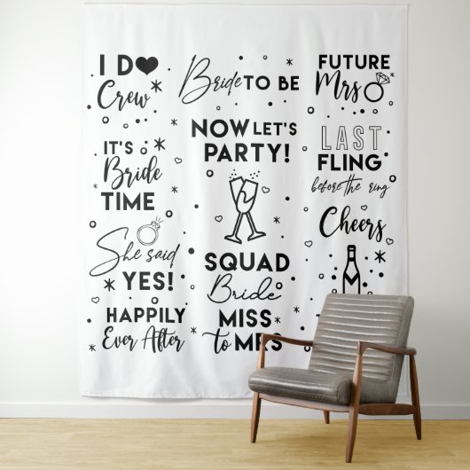 Bruiloft zwartetekst photobooth Achtergrond banner Wandkleed (In situ)