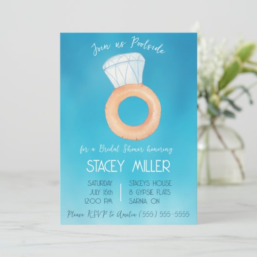 Bruiloft Zwembadfeest Verlovingsring Bruidsjonker Kaart (Staand voorkant)