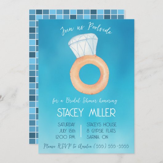 Bruiloft Zwembadfeest Verlovingsring Bruidsjonker Kaart (Voorkant / Achterkant)