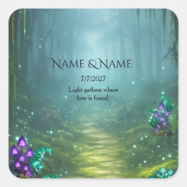 Bruiloftcollectie met Bioluminescente Elegantie Vierkante Sticker
