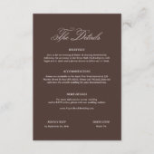 Bruiloftdetails Brown Informatiekaartje (Voorkant)