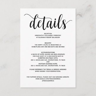 Bruiloftdetails Enclosurekaart Landelijke Eleganti Informatiekaartje