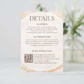 Bruiloftdetailskaart van rustiek hout met QR-code Informatiekaartje (Staand voorkant)