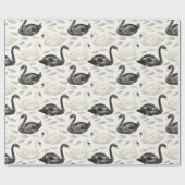 Bruiloftdouche met zwarte en witte zwanen cadeaupapier (Vlak)