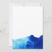 Bruiloftdouche Zwarte Typografie Blauwe Waterverf Kaart (Achterkant)