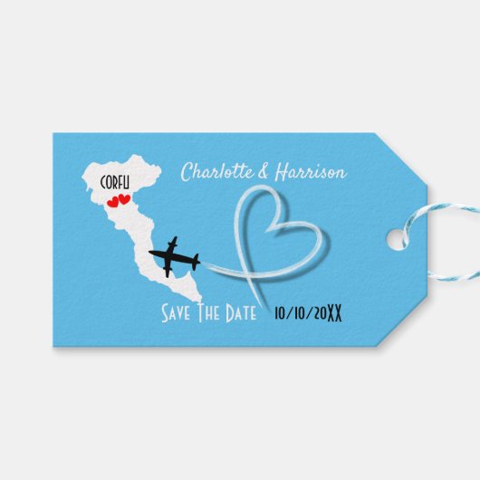 Bruiloften in het buitenland bestemming Korfoe Sav Cadeaulabel (Voorkant (Horizontaal))