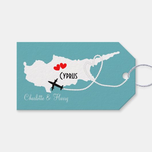 Bruiloften in het buitenland Cyprus gepersonalisee Cadeaulabel (Voorkant (Horizontaal))