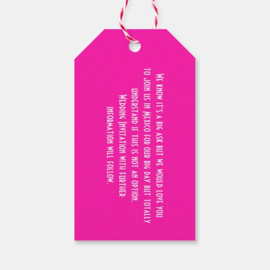 Bruiloften in het buitenland Mexico Save the Date Cadeaulabel (Achterkant)