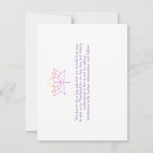 Bruiloften in het buitenland Thailand Save the Dat Save The Date (Achterkant)