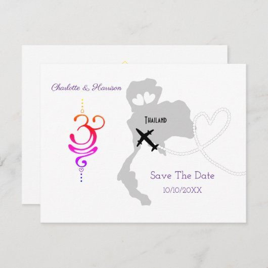 Bruiloften in het buitenland Thailand Save the Dat Save The Date (Voorkant / Achterkant)