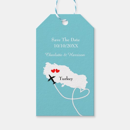 Bruiloften in het buitenland Turkije Save the Date Cadeaulabel (Voorkant)