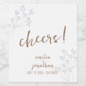 Bruiloften met bloemrijke begroeiing wijn etiket (Enkel label)