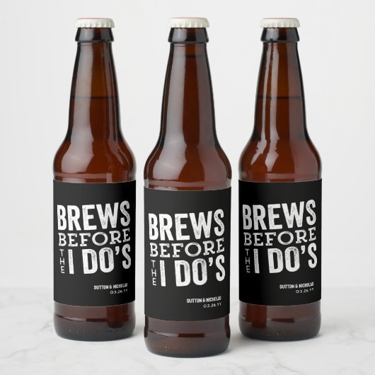 Bruiloften met zwarte gepersonaliseerde trouwtekst bier etiket (Flessen)