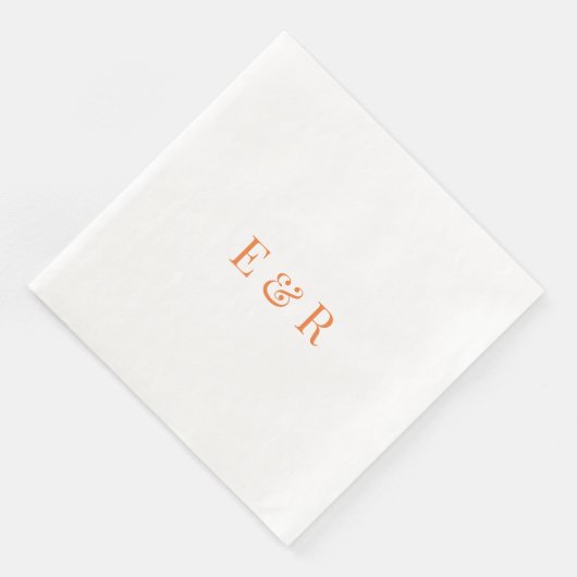 Bruiloften servetten Perzik thema met initialen (Hoek)