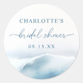 Bruiloftfeest aan het strand en de oceaan ronde sticker (Voorkant)