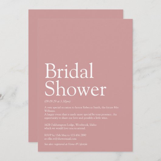 Bruiloftfeest Definitie Stof Roze Roze Kaart (Voorkant / Achterkant)