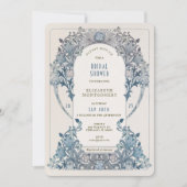 Bruiloftfeest Dusty Blue Art Nouveau Morris Kaart (Voorkant)