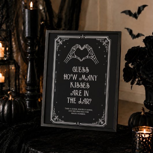 Bruiloftfeest met Halloween Guess How Many spel Poster