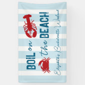 Bruiloftfeest met kookfeest voor zeebanket spandoek (Verticaal)