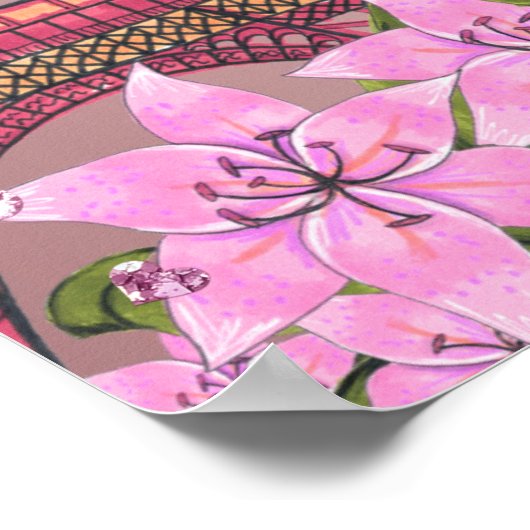 Bruiloftfeest Paris roze Eiffeltoren welkom Poster (Hoek)