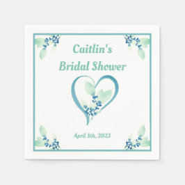 Bruiloftfeest servet - Aqua waterverf hart thema